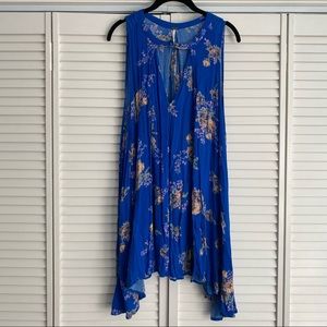 FREE PEOPLE Royal Blue Floral Tunic Dress